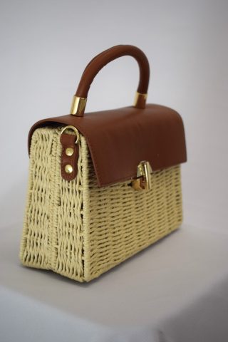 Ψάθινη τσάντα μπαουλάκι - Image 6