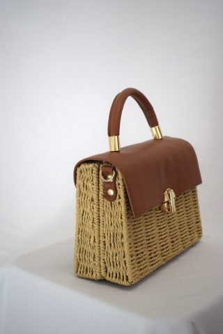 Ψάθινη τσάντα μπαουλάκι - Image 3