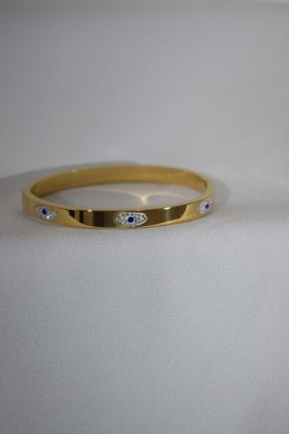 Χρυσό ατσάλινο βραχιόλι με ματάκια