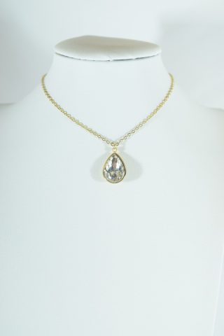 Κολιέ δάκρυ με διάφανο ζιργκόν