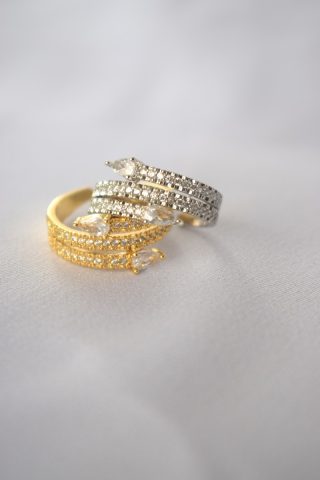 Δαχτυλίδι με τρεις σειρές ζιργκόν