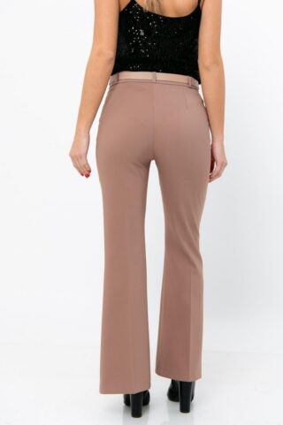 Υφασμάτινο μπεζ παντελόνι καμπάνα - Image 4
