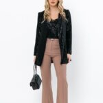 Παντελόνι μπεζ υφασμάτινο καμπάνα