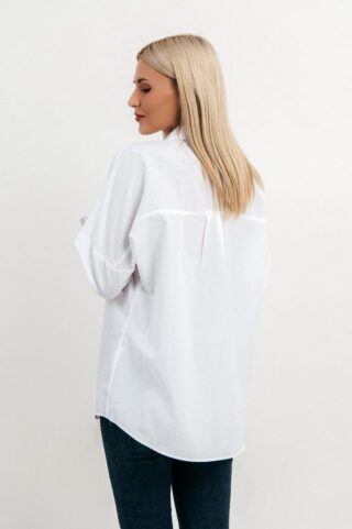 Λευκό βαμβακερό πουκάμισο με στρας - Image 4