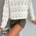 Πλεκτή κροπ μπλούζα