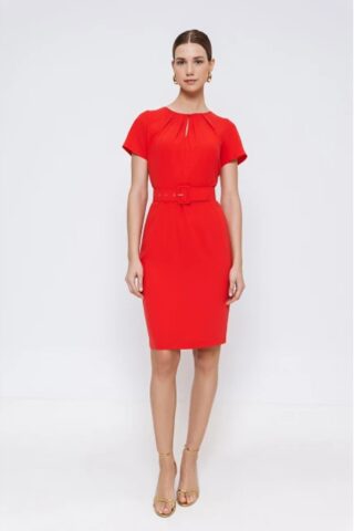 Φόρεμα κρεπ με ζώνη - Image 6