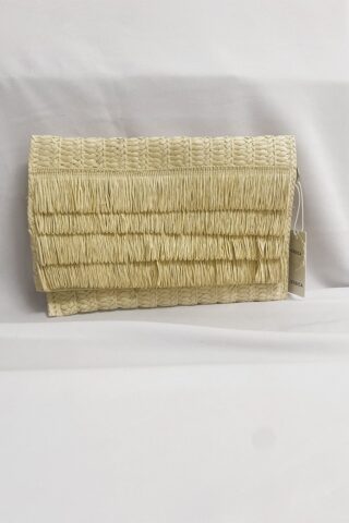 Ψάθινη τσάντα φάκελος με κρόσσια