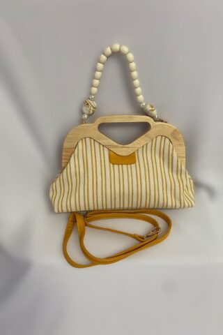 Clutch υφασμάτινο με κίτρινη ρίγα