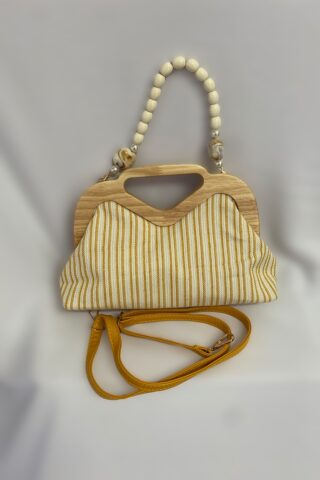 Clutch υφασμάτινο με κίτρινη ρίγα