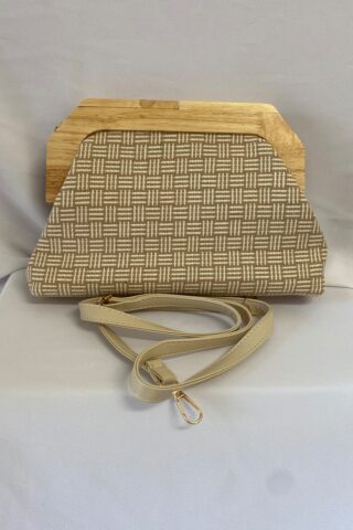 Clutch υφασμάτινο μπεζ - Image 3