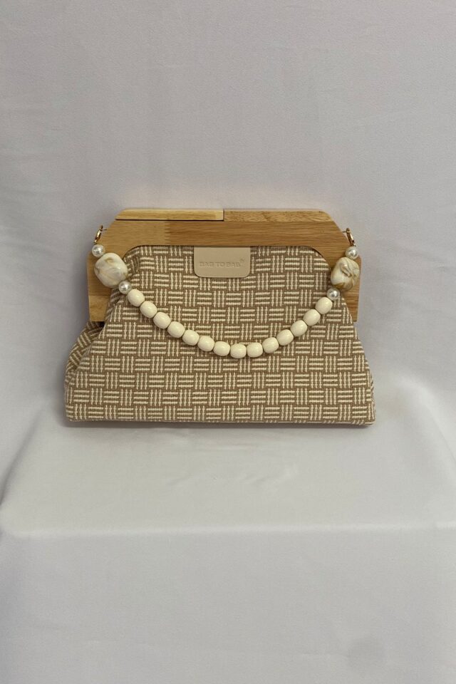 Clutch υφασμάτινο μπεζ-6051 Clutch υφασμάτινο μπεζ