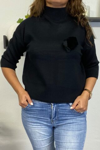 Γυναικεία πλεκτή μπλούζα με καρφίτσα - Image 5