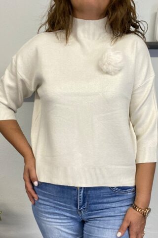 Γυναικεία πλεκτή μπλούζα με καρφίτσα - Image 4