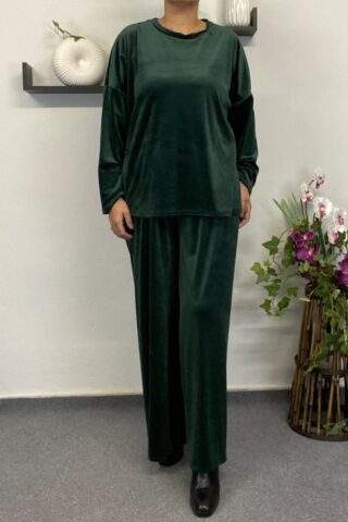 Γυναικείο βελούδινο σετ κυπαρισσί