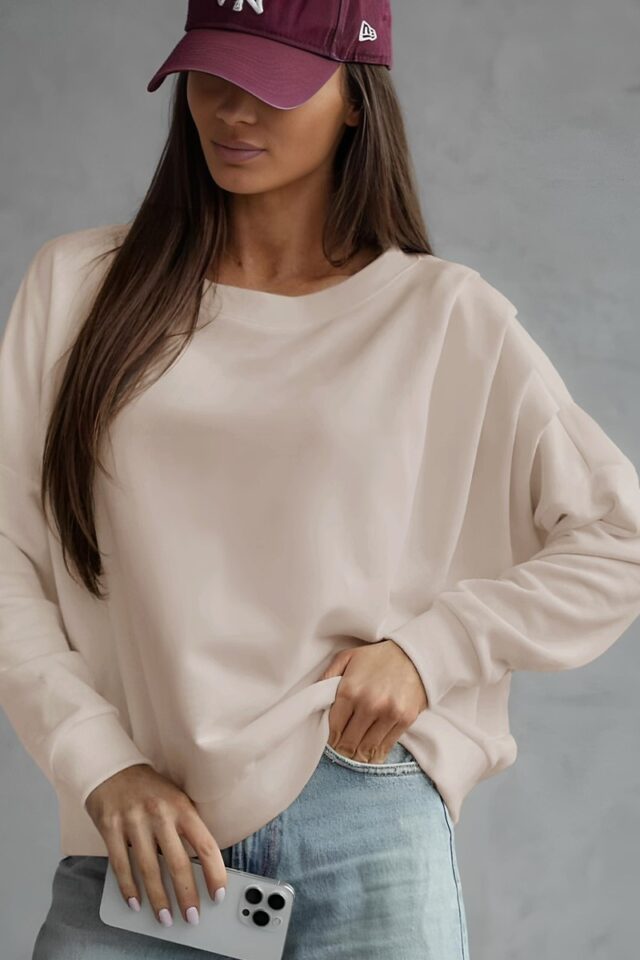 Μπεζ γυναικεία μπλούζα με πιέτες