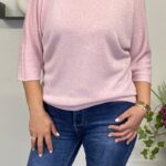 Ροζ γυναικεία μπλούζα με χρυσοκλωστή