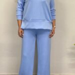 Γαλάζιο γυναικείο σετ με ασυμμετρία