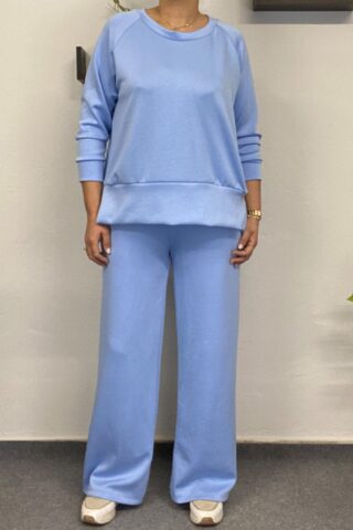 Γαλάζιο γυναικείο σετ με ασυμμετρία