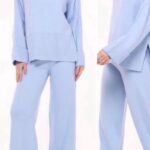 Γαλάζιο γυναικείο πλεκτό σετ