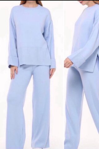 Γαλάζιο γυναικείο πλεκτό σετ