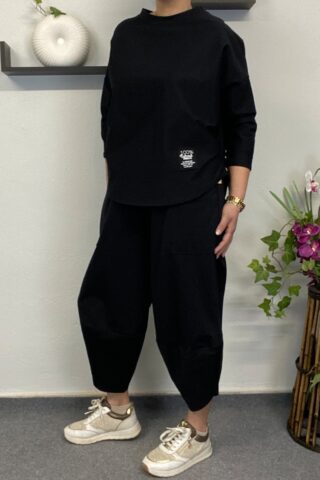 Μαύρο γυναικείο σετ μπλούζα σαλβάρι