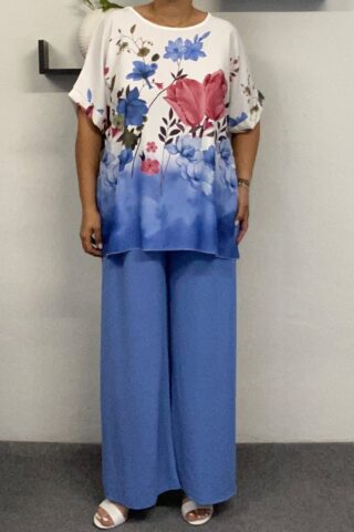 Γυναικείο σετ φλοράλ μπλούζα-παντελόνα - Image 4