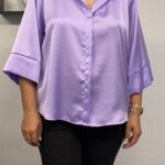 Γυναικεία μπλούζα-πουκάμισο σατέν