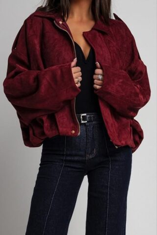 Γυναικείο oversized σουέτ τζάκετ