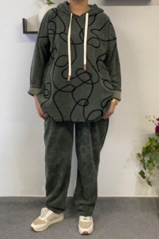 Γυναικείο κοτλέ σετ με κουκούλα