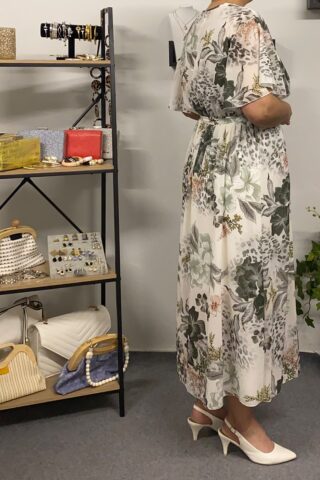 Γυναικείο φλοράλ φόρεμα με ζώνη - Image 8