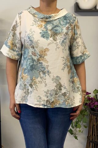 Γυναικεία μπλούζα φλοράλ με γιακά - Image 9