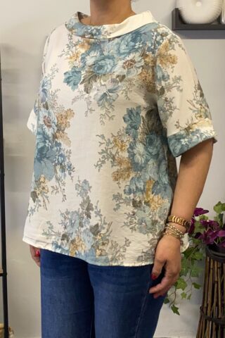 Γυναικεία μπλούζα φλοράλ με γιακά - Image 10