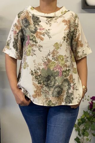 Γυναικεία μπλούζα φλοράλ με γιακά - Image 5