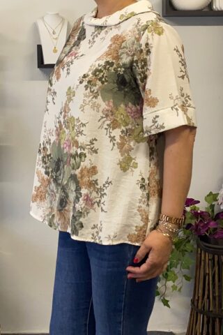 Γυναικεία μπλούζα φλοράλ με γιακά - Image 6