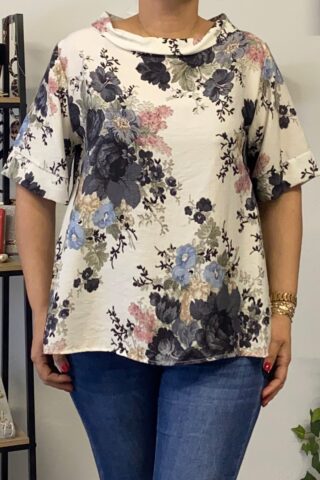 Γυναικεία μπλούζα φλοράλ με γιακά - Image 7