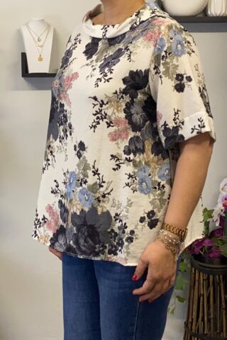 Γυναικεία μπλούζα φλοράλ με γιακά - Image 8