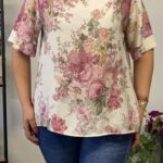 Γυναικεία μπλούζα φλοράλ με γιακά